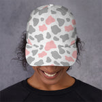 Pink Grey And White Cow Print Baseball Cap