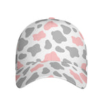 Pink Grey And White Cow Print Baseball Cap