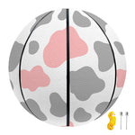 Pink Grey And White Cow Print Basketball