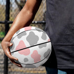 Pink Grey And White Cow Print Basketball