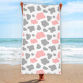 Pink Grey And White Cow Print Beach Towel
