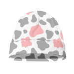 Pink Grey And White Cow Print Beanie