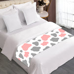 Pink Grey And White Cow Print Bed Runner