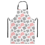 Pink Grey And White Cow Print Bib Apron With Pocket