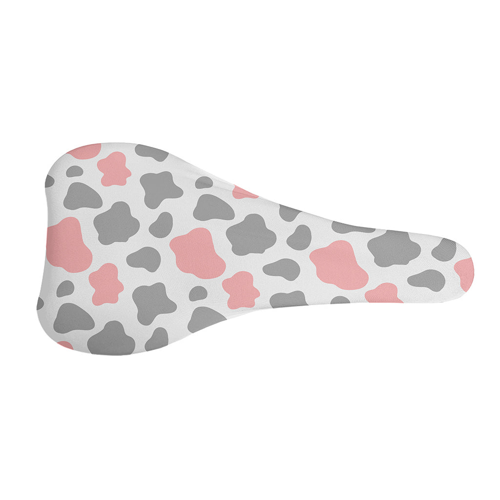 Pink Grey And White Cow Print Bicycle Seat Cover