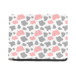 Pink Grey And White Cow Print Bifold Wallet