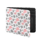 Pink Grey And White Cow Print Bifold Wallet