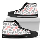 Pink Grey And White Cow Print Black High Top Sneakers