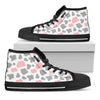Pink Grey And White Cow Print Black High Top Sneakers