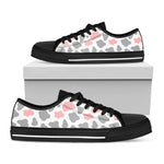 Pink Grey And White Cow Print Black Low Top Sneakers
