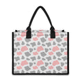 Pink Grey And White Cow Print Canvas Tote Bag