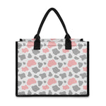 Pink Grey And White Cow Print Canvas Tote Bag