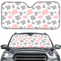 Pink Grey And White Cow Print Car Windshield Sun Shade