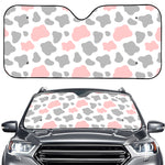 Pink Grey And White Cow Print Car Windshield Sun Shade