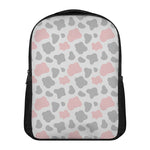 Pink Grey And White Cow Print Casual Backpack