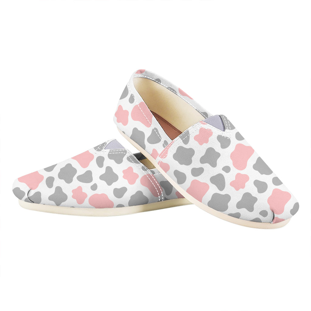 Pink Grey And White Cow Print Casual Shoes