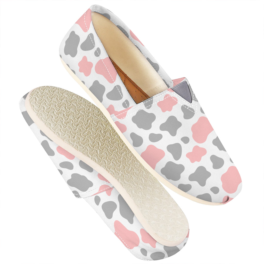 Pink Grey And White Cow Print Casual Shoes
