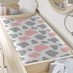 Pink Grey And White Cow Print Changing Pad Cover