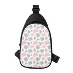 Pink Grey And White Cow Print Chest Bag