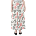 Pink Grey And White Cow Print Chiffon Maxi Skirt