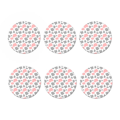 Pink Grey And White Cow Print Coaster Set