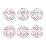 Pink Grey And White Cow Print Coaster Set