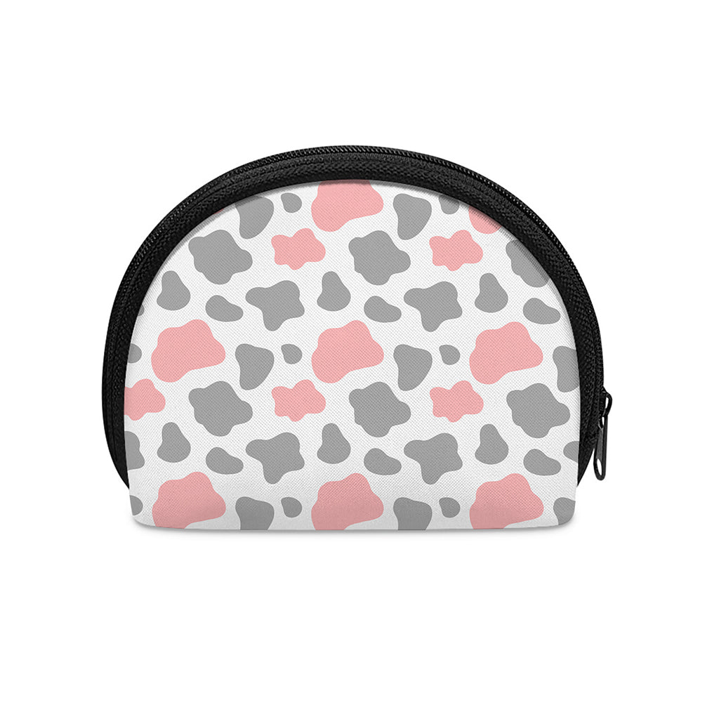 Pink Grey And White Cow Print Coin Purse