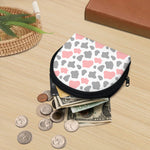 Pink Grey And White Cow Print Coin Purse
