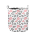 Pink Grey And White Cow Print Collapsible Laundry Basket