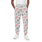 Pink Grey And White Cow Print Cotton Pants