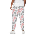 Pink Grey And White Cow Print Cotton Pants