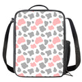 Pink Grey And White Cow Print Crossbody Lunch Bag