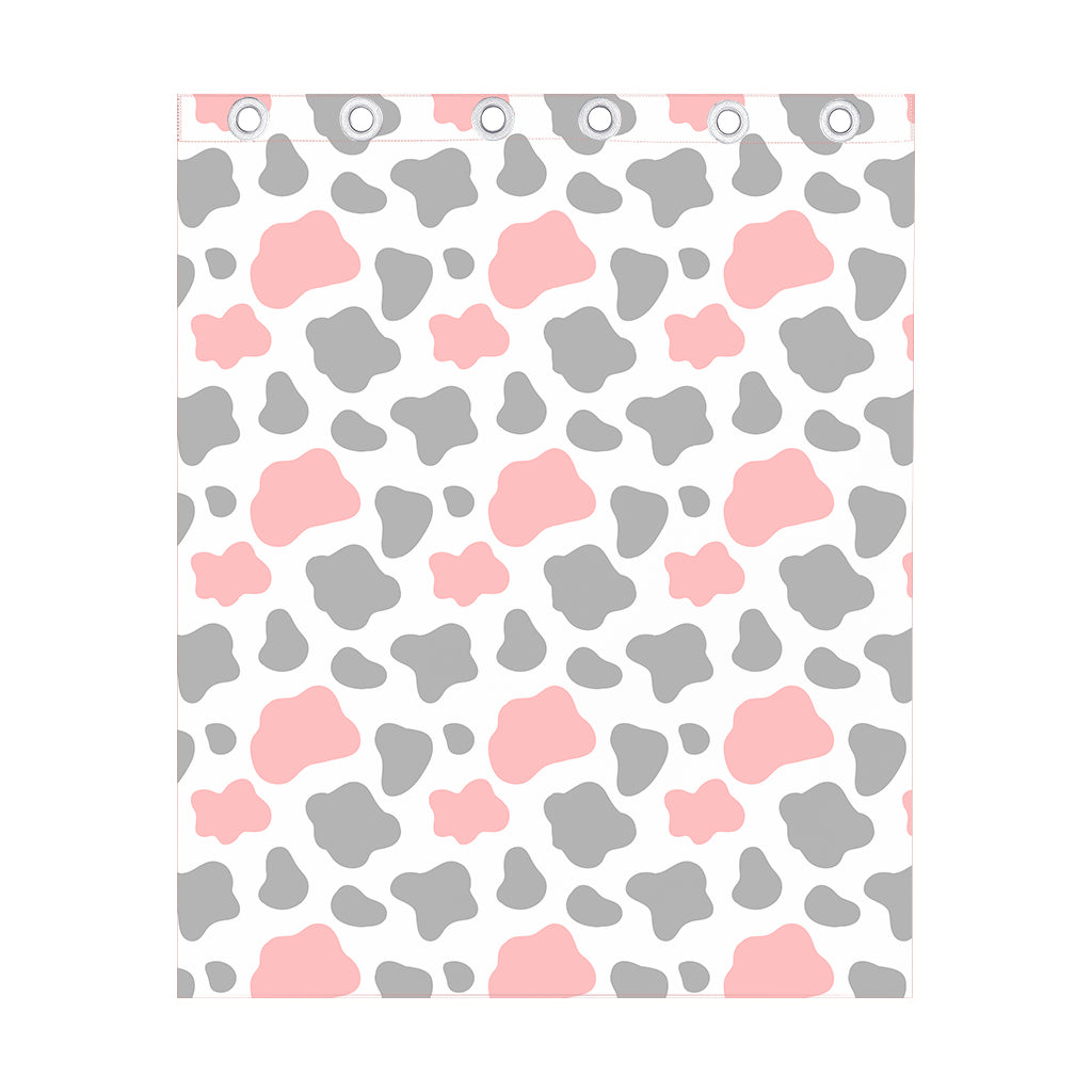 Pink Grey And White Cow Print Curtain