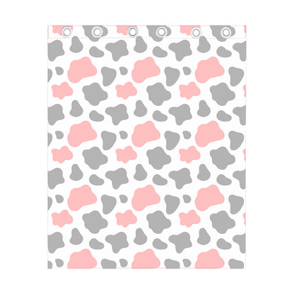Pink Grey And White Cow Print Curtain