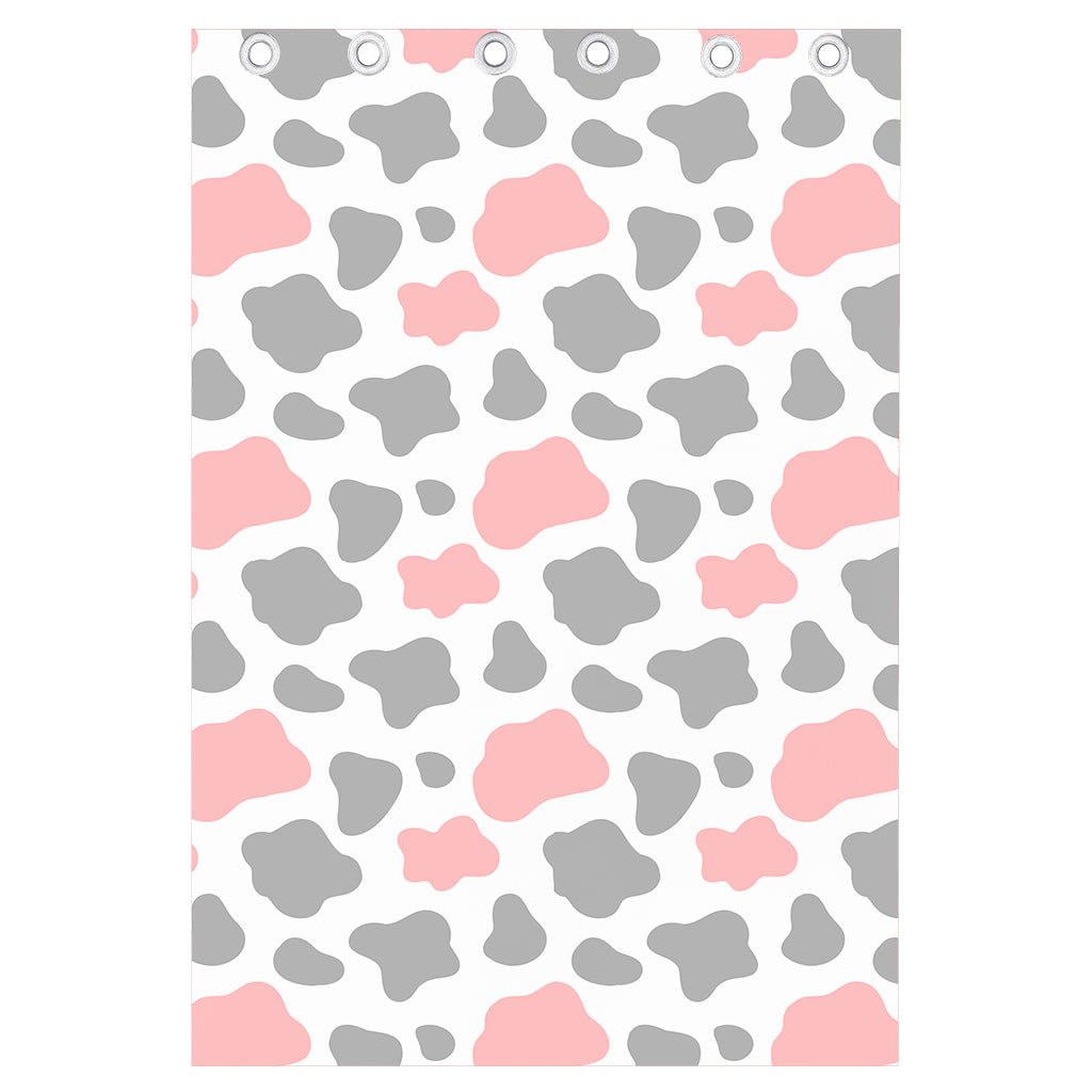 Pink Grey And White Cow Print Curtain