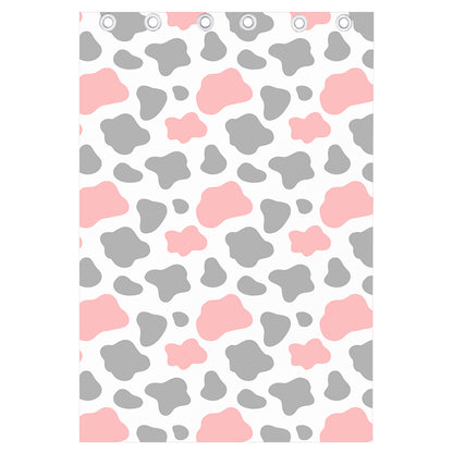 Pink Grey And White Cow Print Curtain