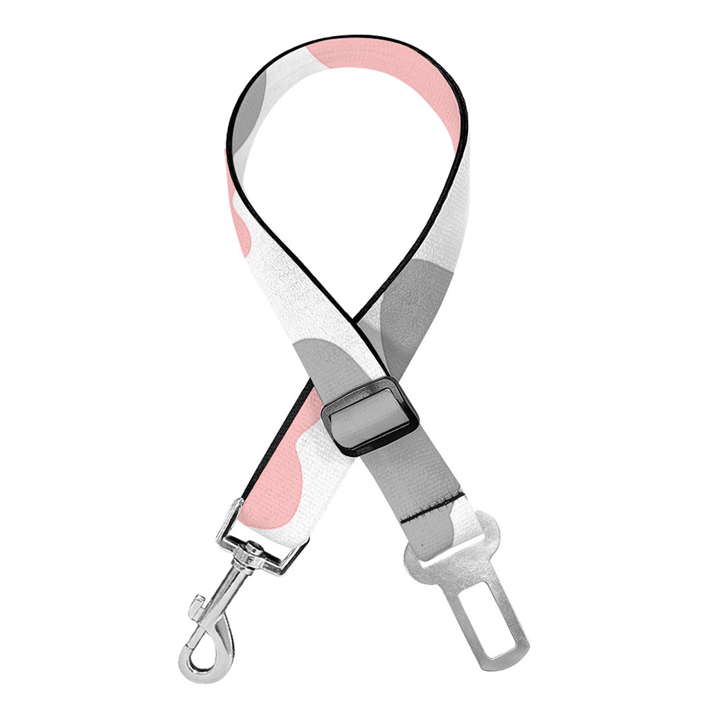 Pink Grey And White Cow Print Dog Seat Belt