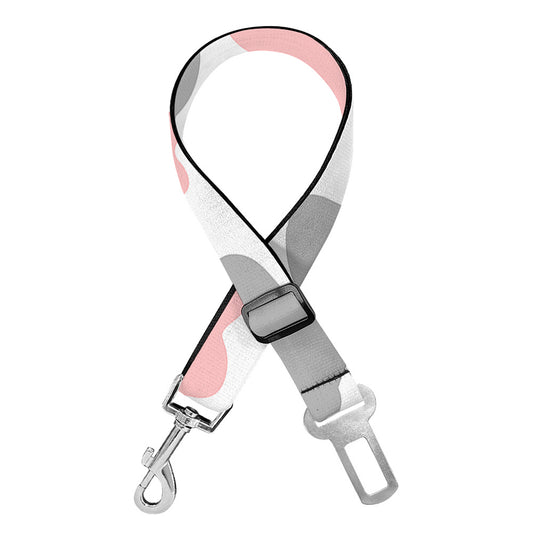 Pink Grey And White Cow Print Dog Seat Belt