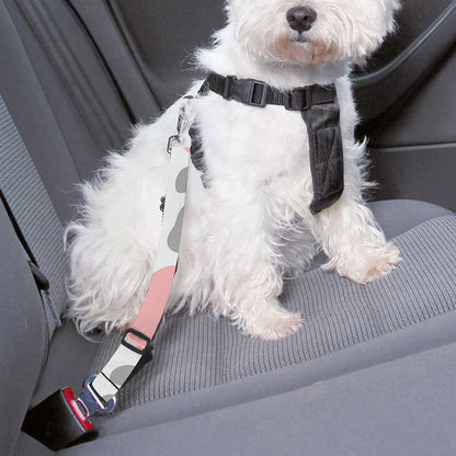 Pink Grey And White Cow Print Dog Seat Belt