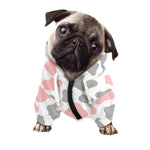 Pink Grey And White Cow Print Dog Zip Up Hoodie