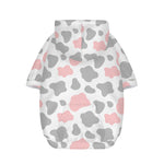 Pink Grey And White Cow Print Dog Zip Up Hoodie