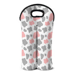 Pink Grey And White Cow Print Double Neoprene Wine Tote