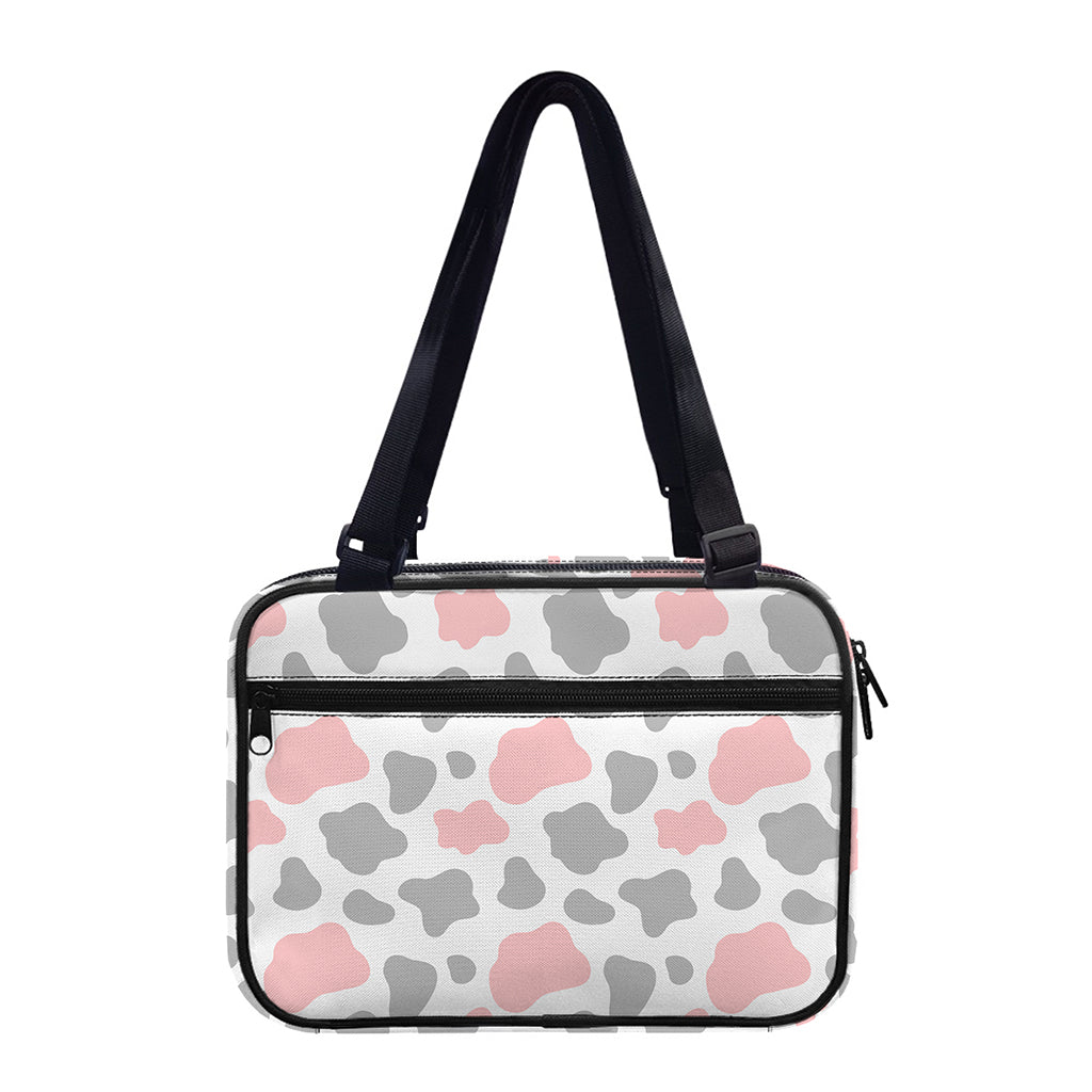 Pink Grey And White Cow Print Double Strap Bible Bag