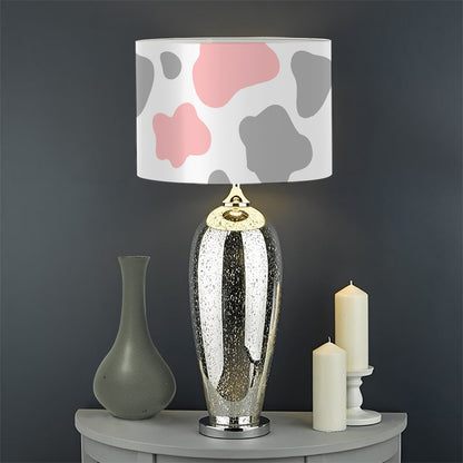 Pink Grey And White Cow Print Drum Lamp Shade