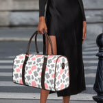 Pink Grey And White Cow Print Duffle Bag