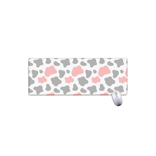 Pink Grey And White Cow Print Extended Mouse Pad