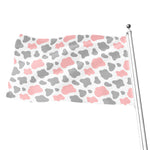 Pink Grey And White Cow Print Flag