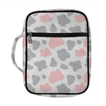 Pink Grey And White Cow Print Front Pocket Bible Bag