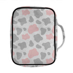 Pink Grey And White Cow Print Front Pocket Bible Bag