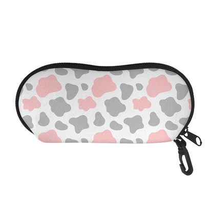 Pink Grey And White Cow Print Glasses Case